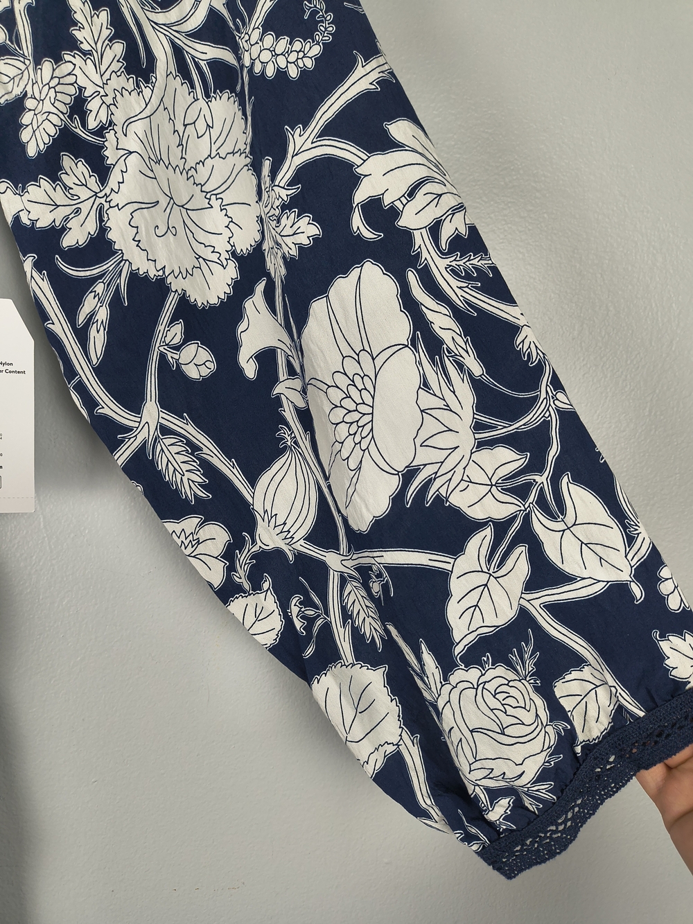 Time & Tru Mini Dress Women's XXXL 22 Blue White Printed Long Sleeve Tie Waist - Picture 6 of 13